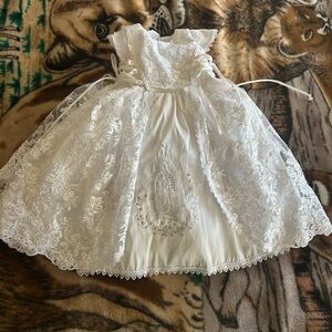 Elegant White Lace Baptism Dress